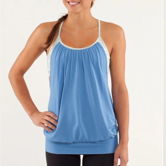 Lululemon No Limits Tank Limitless Blue / Wee Are From Space Polar Cream Sz 4 - Picture 3 of 8